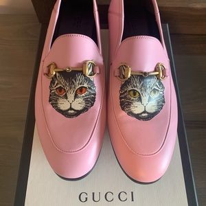 Gucci pink cat loafers